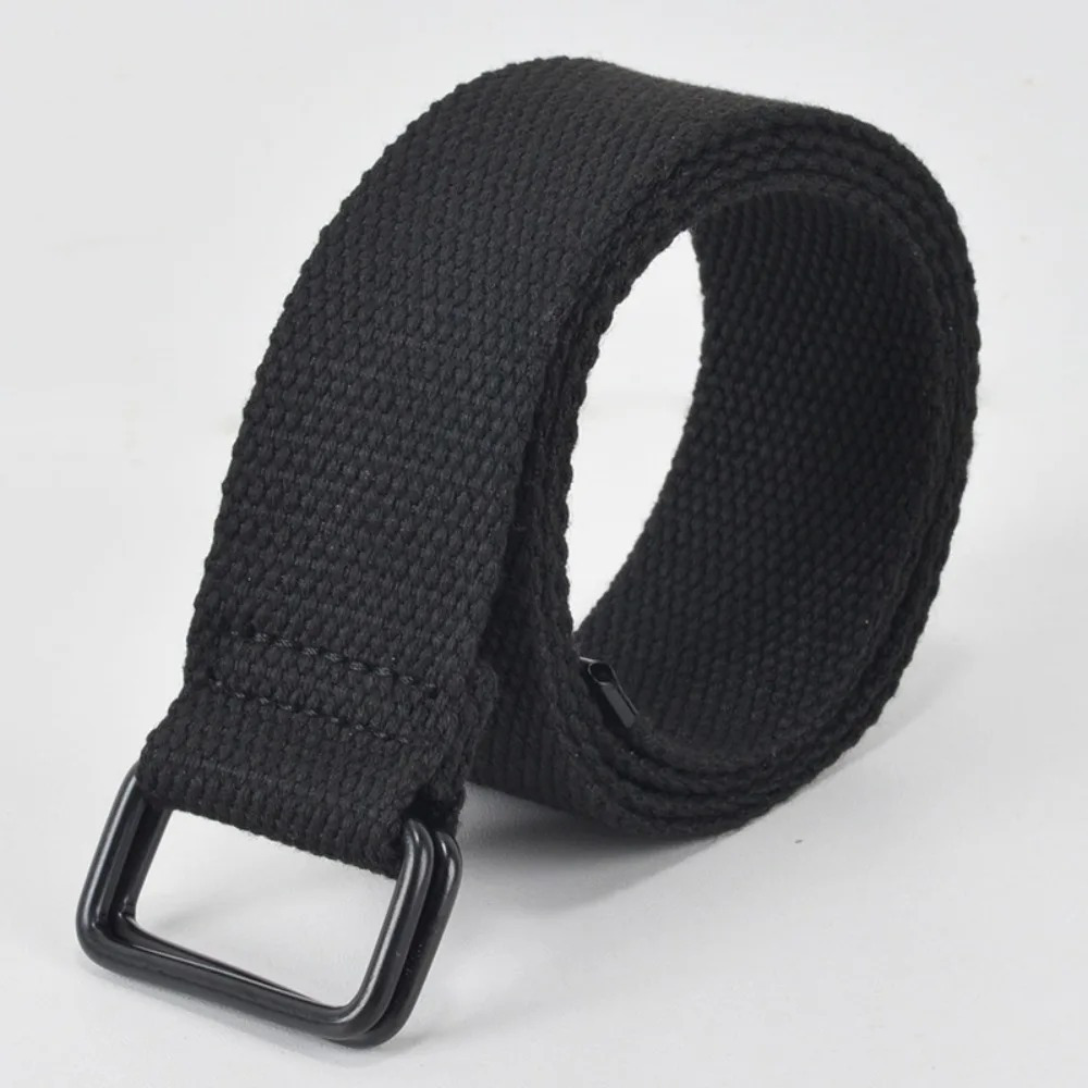 Stylish Canvas Belt with Double Ring Buckle